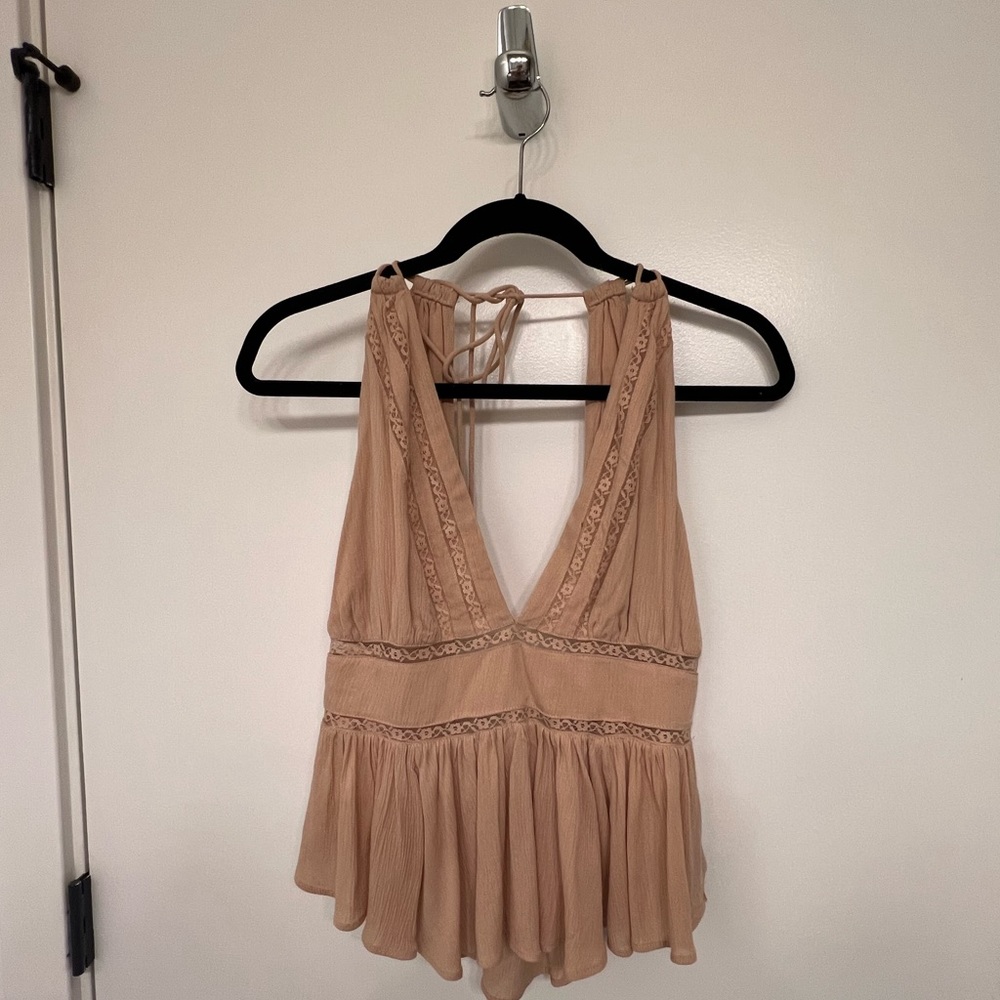 Free People - Pink Open Back Shirt
